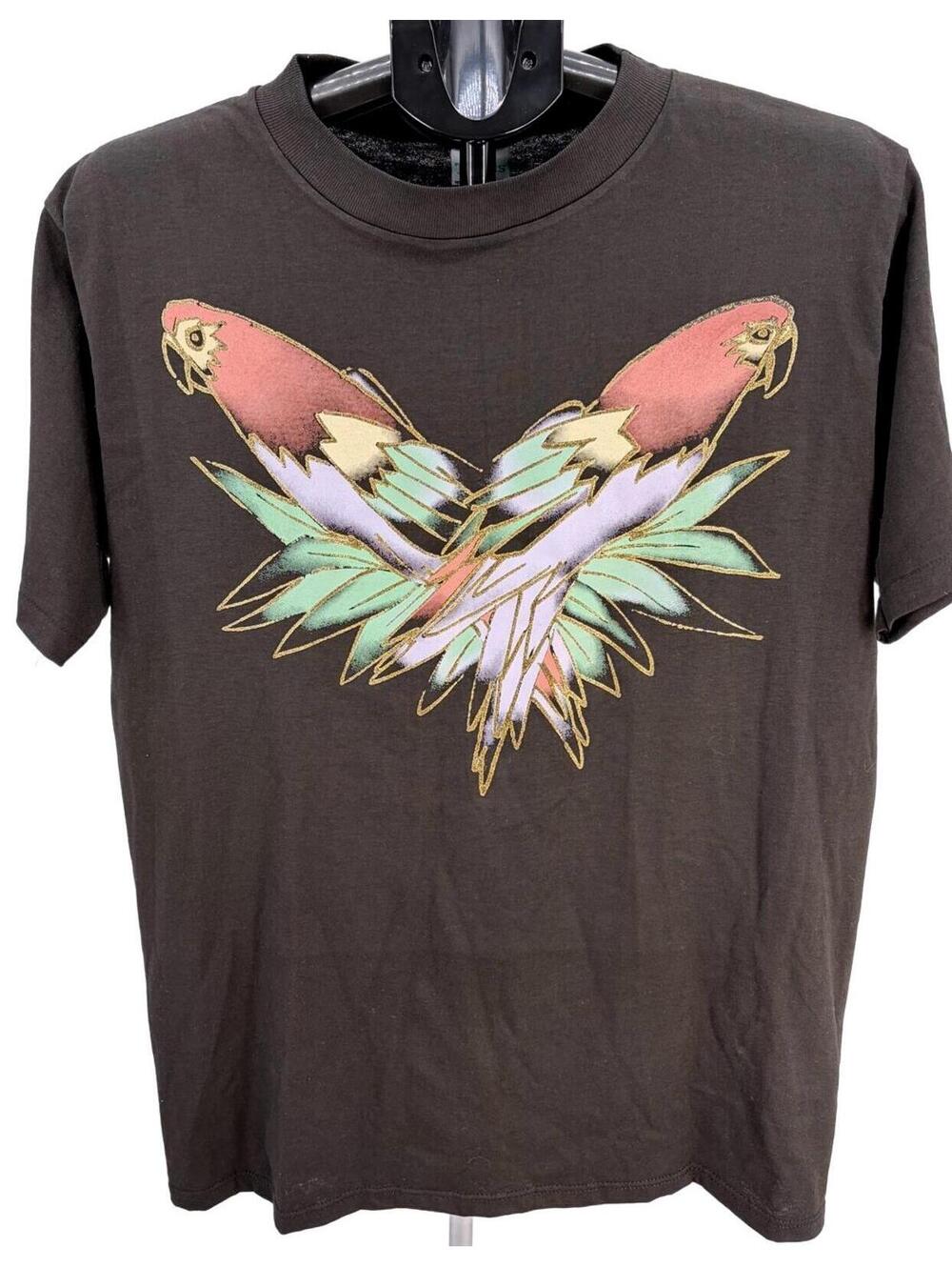 T-Shirts Plus Large Brown Parrot Graphic Tee Vintage Style